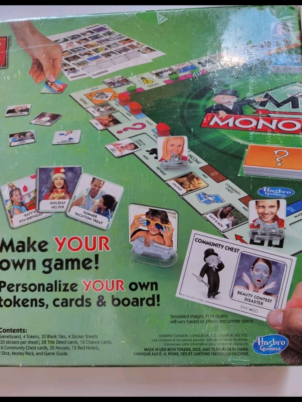 Hasbro My Monopoly Photo Custom Board Game Blue Red Green